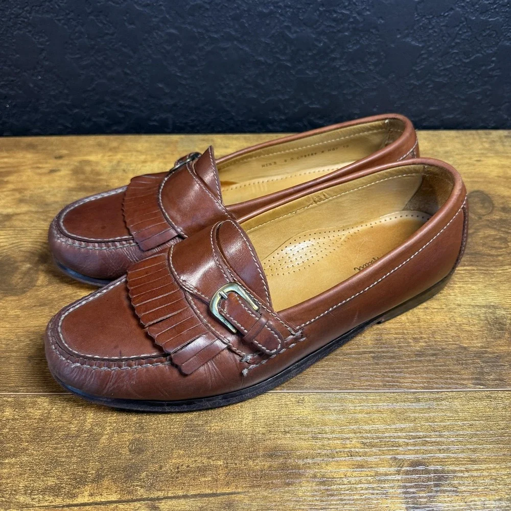 Cole Haan Kiltie Buckle C03757 Brown Leather Loafers Mens Size 9 D‎